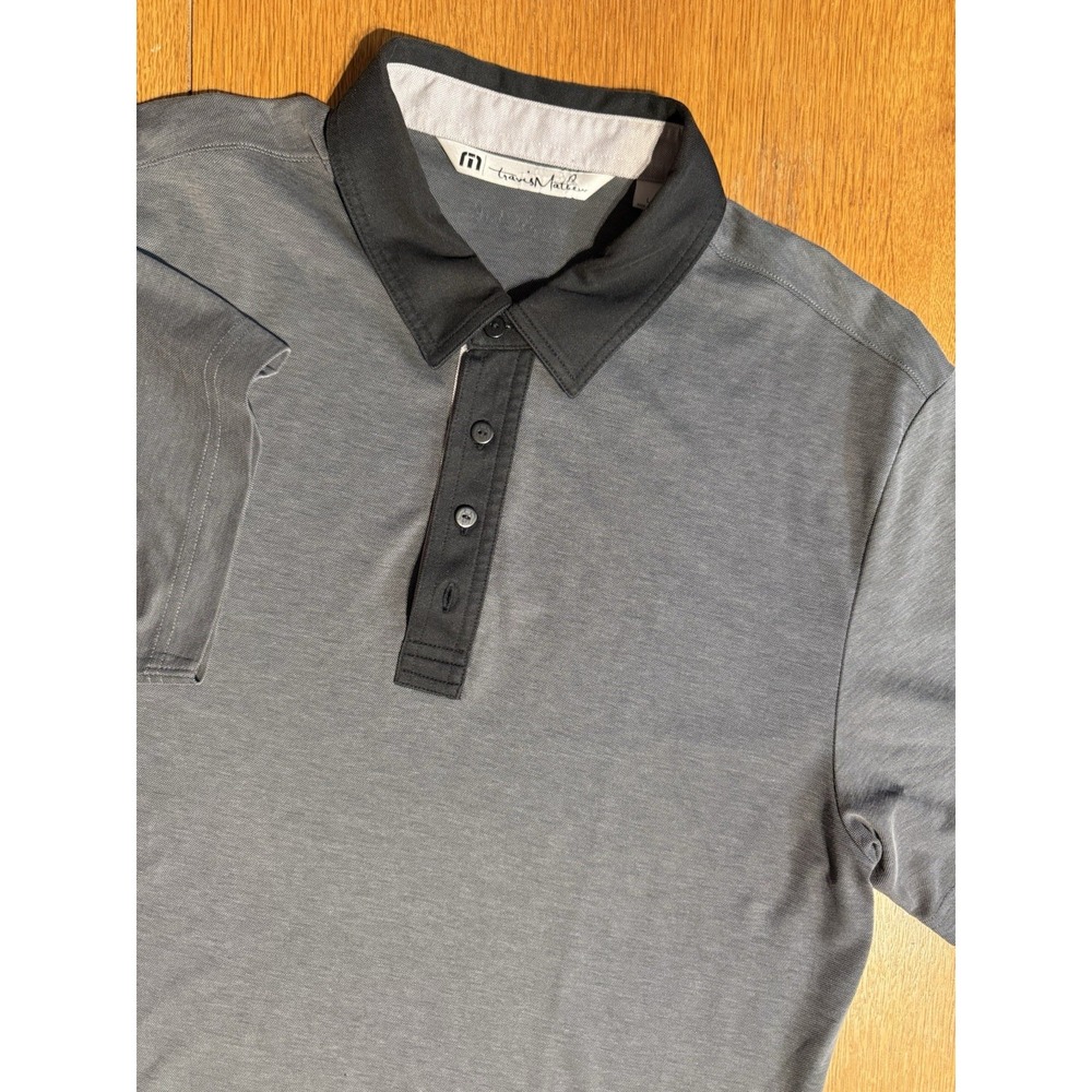 Travis Mathew‎ Polo Shirt Mens L Gray Pima Cotton  Polyester Blend Golf Preppy